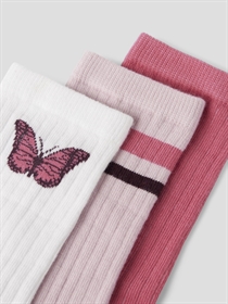 NAME IT 3 Pak Strømper Luna Bright White Rapture Rose